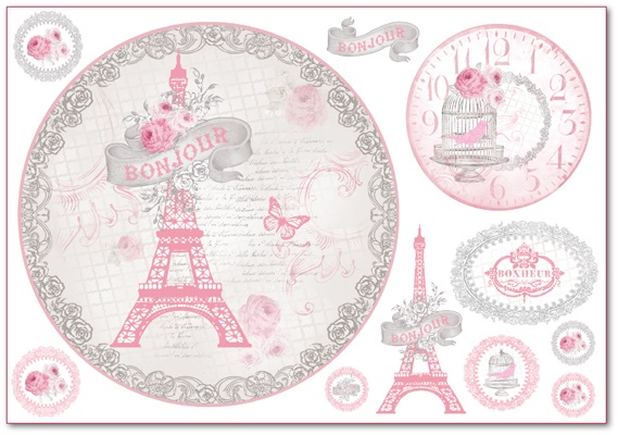 Рисовая бумага для декупажа Stamperia DFS297 Эйфелева башня в розовом цвете